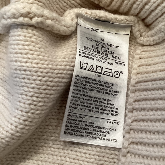Gap Kids Cream Cable Knit Sweater dress | girls M | winter holiday tunic length - Picture 4 of 6